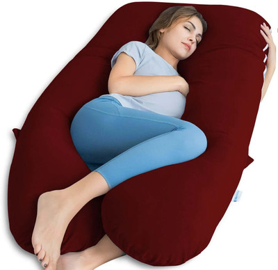 THUKRAN U Shape Polyester Fibre Solid Pregnancy Pillow Pack of 1(Maroon)