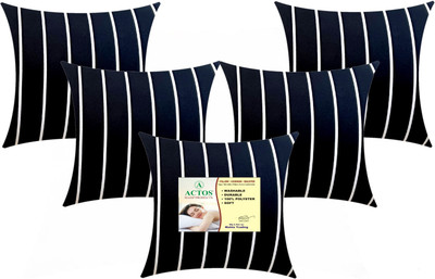 ACTOS Microfibre Stripes Cushion Pack of 5(White, Black)