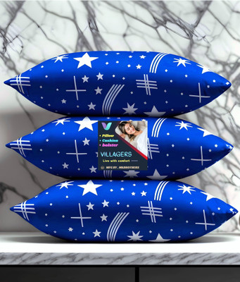 Gaulpastore Blue Print Polyester Fibre Abstract Sleeping Pillow Pack of 3(Blue)