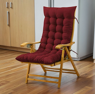 SOFT SNOOZE Microfibre Chair Pad Pack of 1 Solid Soft Luxury(Maroon)