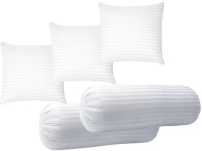 GTX Jaipuri Combo Set Of 2 Bolster & 3 Microfibre Stripes Bolster Pack of 5(White)