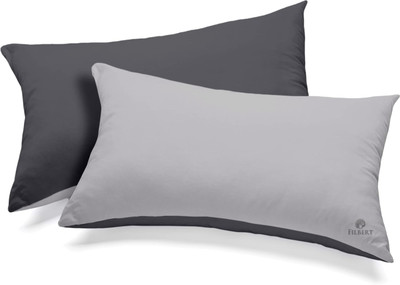 Filbert Microfibre Solid Sleeping Pillow Pack of 2(Black/Dark Grey)