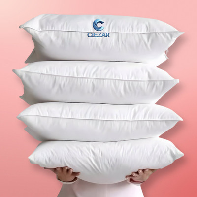 CIEZAR Cotton Sleeping Pillow Pack of 4 Solid Luxury(White)