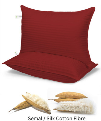 CloudRest Semal Silk Cotton Pillow Cotton Stripes Sleeping Pillow Pack of 2(Red)