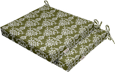 Vargottam Foam Motifs Chair Pad Pack of 2(Olive Green)