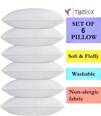 TWIROX LUXURY Polyester Fibre Abstract, Solid Sleeping Pillow Pack of 6(White)