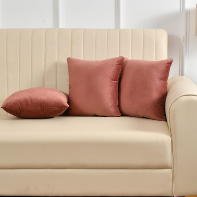 Hundur Store Polyester Fibre Cushion Pack of 3 Solid(Rose Gold)