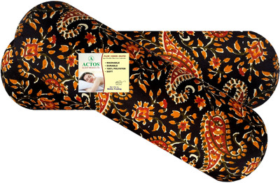 ACTOS Microfibre Bolster Pack of 2 Floral(Black, Multicolor29)