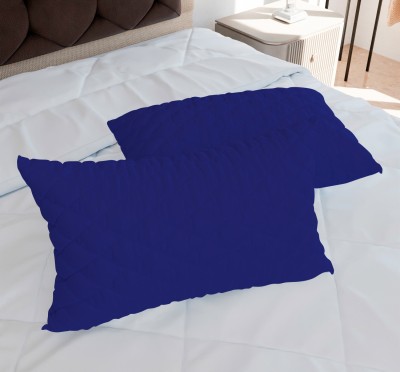 AJISH Luxury Microfibre Solid Sleeping Pillow Pack of 2(Navy Blue)