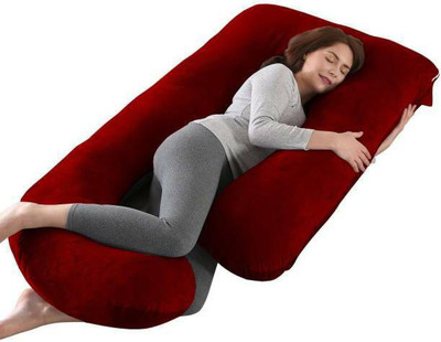 vendo creation Polyester Fibre Solid Pregnancy Pillow Pack of 1(Maroon)
