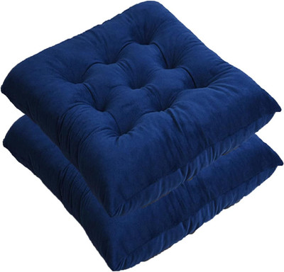 aeTHEric Microfibre Solid Chair Pad Pack of 2(Royal Blue)