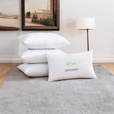 SOFT SNOOZE Microfibre Sleeping Pillow Pack of 4 Solid SOFT LUXURY(White)