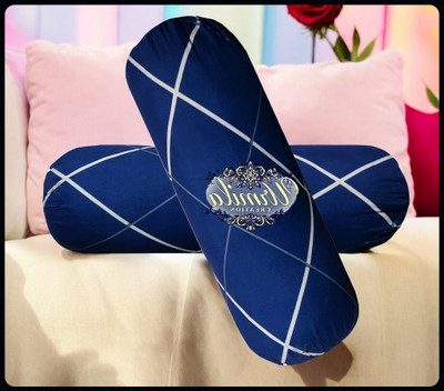 Urmila Creation Round Microfibre Geometric Bolster Pack of 2(Dark Blue)