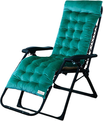 maatrikaa Cotton Chair Pad Pack of 1 Solid Straight Comfortable Velvet Long Chair Pad | Backrest Chair Seat Cushion(Green)