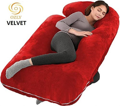 OZLY ultra soft j shaped pillow Microfibre, Polyester Fibre Solid Pregnancy Pillow Pack of 1(Maroon)