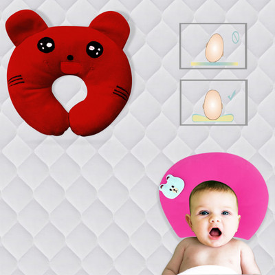 Found Fit Mustard Seeds Solid Baby Pillow Pack of 2(Red & Pink)