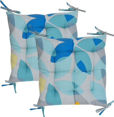 RUSTIC LINEN Microfibre Geometric Chair Pad Pack of 2(Light Blue)