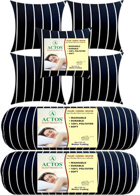 ACTOS Microfibre Stripes Bolster Pack of 7(Black, White)