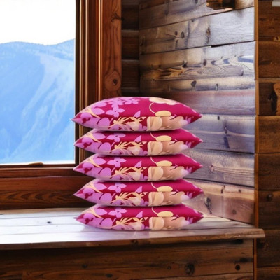 CATHROL Cotton Sleeping Pillow Pack of 5 Abstract 5 Pillows(Pink)