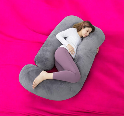 THUKRAN Polyester Fibre Solid Pregnancy Pillow Pack of 1(Grey)