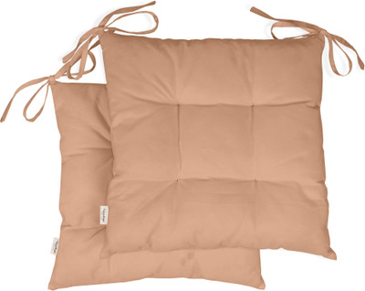 Vargottam Polyester Fibre Solid Chair Pad Pack of 2(Light Peach)
