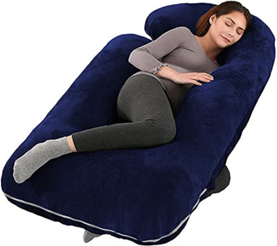 garps J shape Polyester Fibre Solid Pregnancy Pillow Pack of 1(Dark Blue)