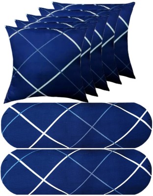 SANJU BROTHER 2 Bolester 5 Cushion Microfibre Abstract Bolster Pack of 7(Blue)