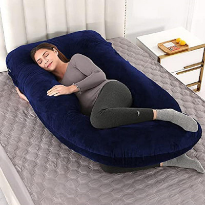 WILD MINT Polyester Fibre, Microfibre Solid Pregnancy Pillow Pack of 1(Dark Blue)