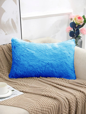 Catchyx Cart Fur Cushion Rectangle Sofa Pillow Microfibre Solid Cushion Pack of 1(Blue)