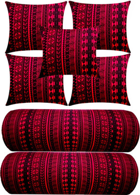 Swikon star Microfibre Geometric Bolster Pack of 7(Maroon)