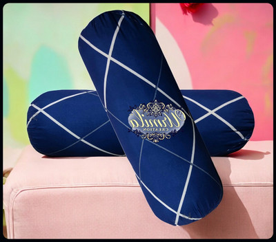 JAYOG ENTERPRISE Round Microfibre Geometric Bolster Pack of 2(Dark Blue)