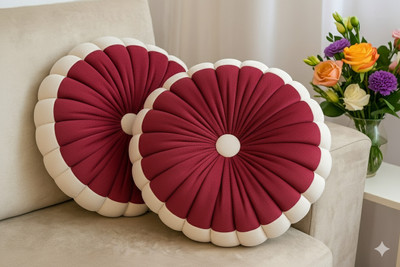 alden Microfibre Cushion Pack of 1 Solid Premium Two Tone Round cushion(Maroon)