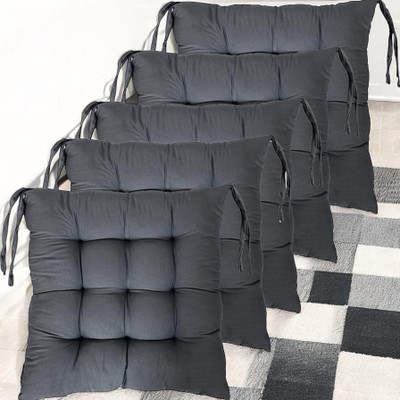 SOFT SNOOZE Soft Luxury Microfibre Solid Chair Pad Pack of 5(Grey)