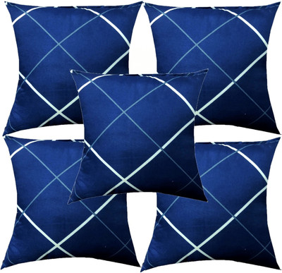 ACTOS Microfibre Geometric Cushion Pack of 5(Dark Blue)