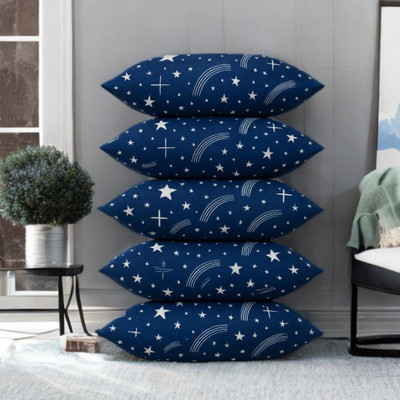 CATHROL Microfibre Abstract Sleeping Pillow Pack of 5(Blue)