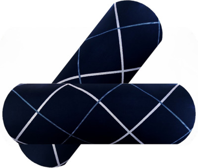 GKM 2 Bolster Microfibre Geometric Bolster Pack of 2(Blue)