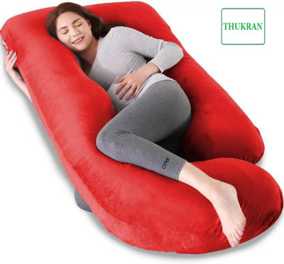 THUKRAN J Shape Microfibre Solid Pregnancy Pillow Pack of 1(Red)