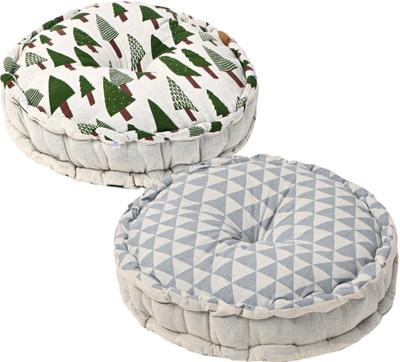 Heart Home Microfibre Chair Pad Pack of 2 Solid(Grey, Green)