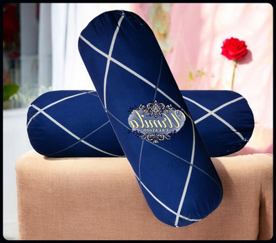JAYOG ENTERPRISE Round Microfibre Geometric Bolster Pack of 2(Dark Blue)