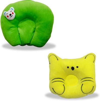 InEffable Cotton Baby Pillow Pack of 2 Animals(Yellow, Green)