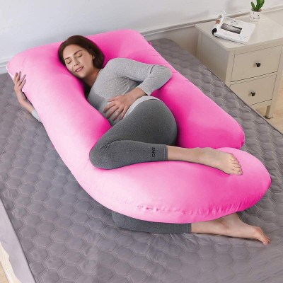 Vijay J Shape Microfiber Solid Pregnancy Pillow Microfibre Solid Pregnancy Pillow Pack of 1(Pink)