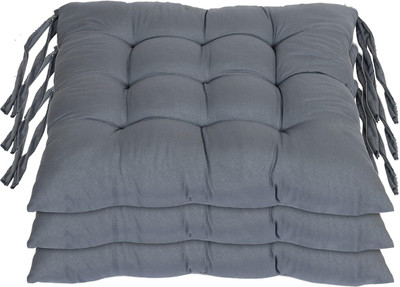 AlertEra Chairpad Microfibre Solid Chair Pad Pack of 3(Grey)