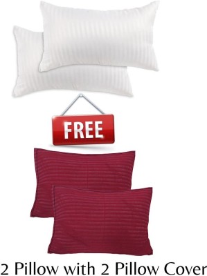Pisaganj Microfibre Stripes Sleeping Pillow Pack of 2(Red)