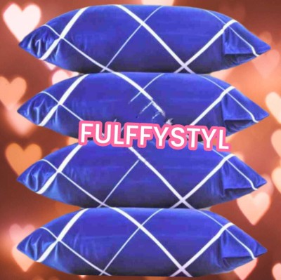 fulffystyl SOFT Microfibre Solid Sleeping Pillow Pack of 4(Blue)