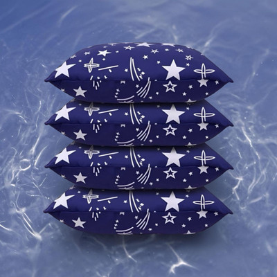 SOFT SNOOZE Luxury Microfibre Abstract Sleeping Pillow Pack of 4(Blue)