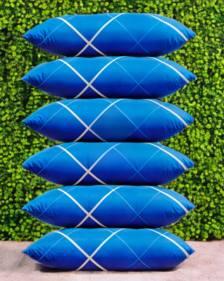 YPOLOIPO LUXURY Polyester Fibre Abstract Sleeping Pillow Pack of 6(Blue)