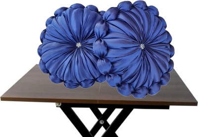 GTX Microfibre Floor Cushion Pack of 2 Solid GTX Cushion Handmade & Decorative Cushions for Living Room Bed,Sofa,Seating Area(Blue)