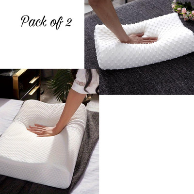 manshav Memory Foam Solid Orthopaedic Pillow Pack of 2(White)
