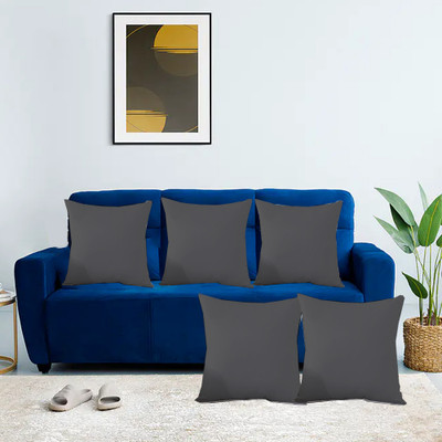Bhumi Impex Decorative Cushion Microfibre Solid Cushion Pack of 5(Dark Grey)