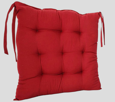 hanumant Cotton Solid Chair Pad Pack of 1(Red)